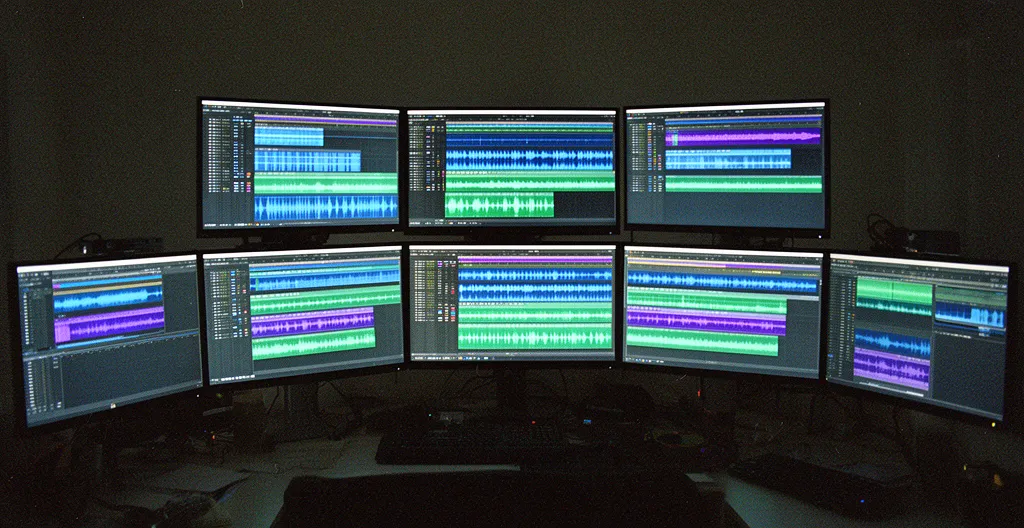 Professional video editor working with multiple timeline layers showing invisible cut techniques in post-production
