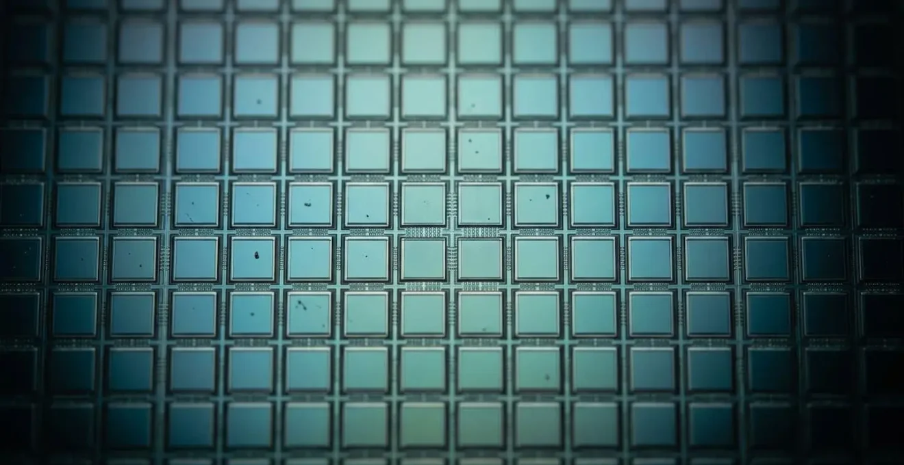 Extreme close-up of cinema camera sensor surface showing pixel grid structure