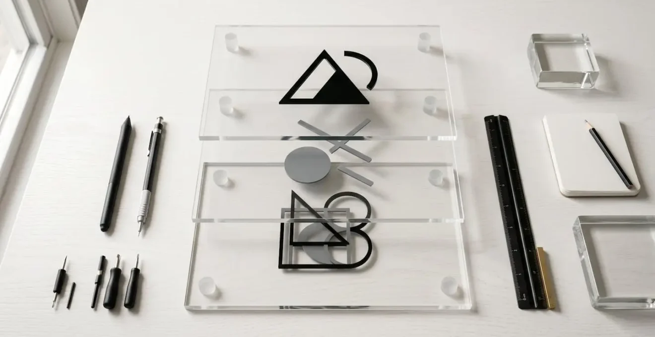 Technical workspace showing organized design layers and animation workflow