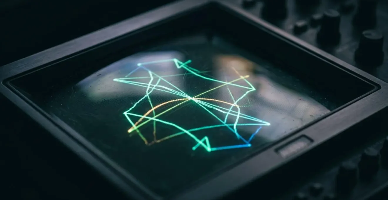 Extreme close-up of vectorscope display showing skin tone calibration